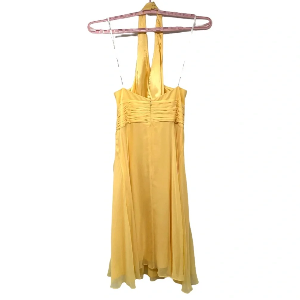 Maggy London Yellow Silk Halter Fit & Flare Dress_9
